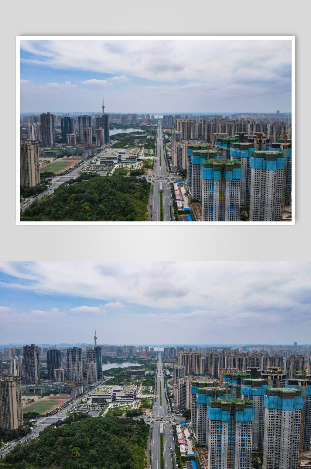 湖南株洲城市大道交通航拍素材