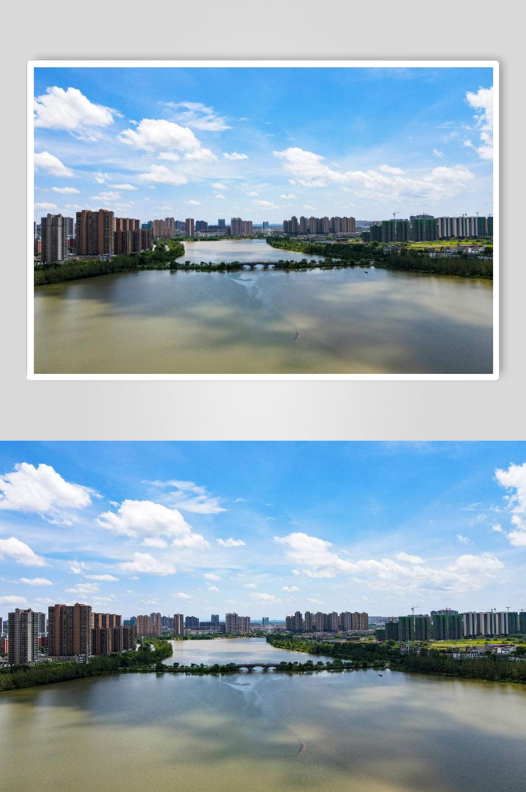 江西抚州城市风光蓝天白云天际线航拍素材