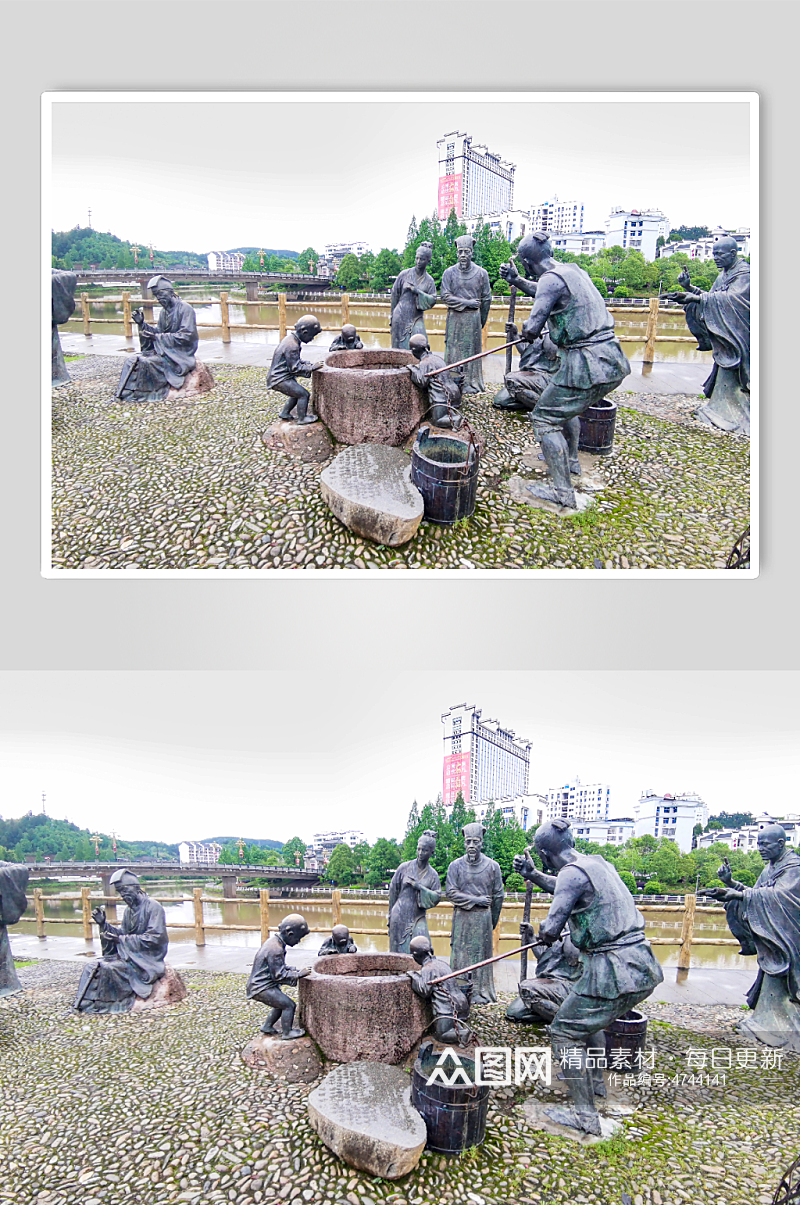 福建泰宁古城铜像雕塑摄影图素材