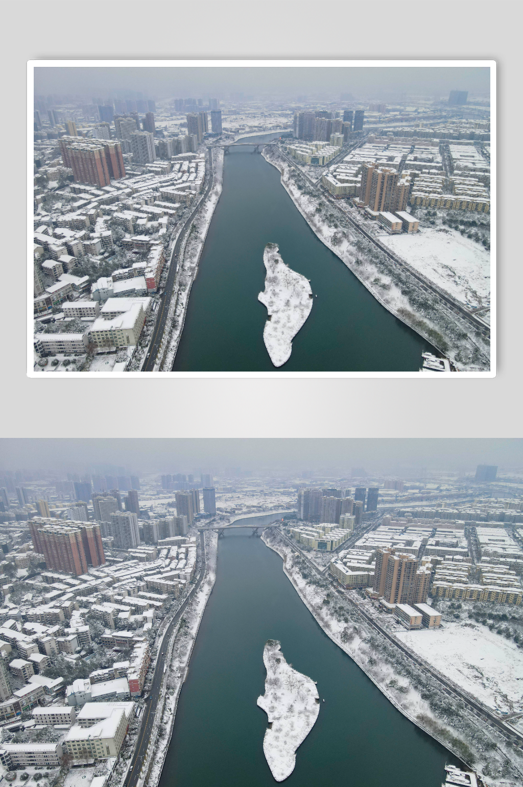湖南湘西城市雪景航拍摄影图素材