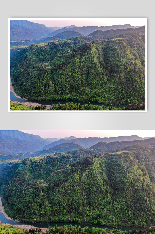 山川丘陵森林自然风光航拍摄影图