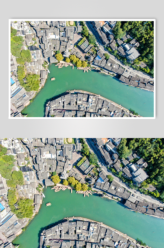 俯拍湖南湘西凤凰古城-众图网