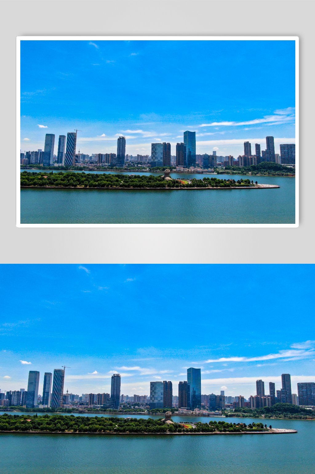 湖南长沙湘江橘子洲头旅游景区航拍摄影图素材