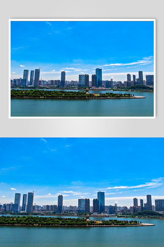 湖南長沙湘江橘子洲頭旅游景區(qū)航拍攝影圖