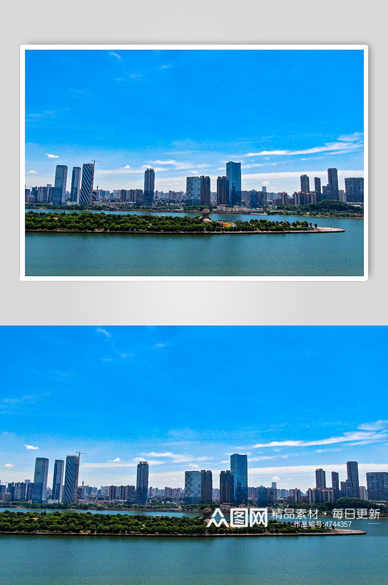 湖南长沙湘江橘子洲头旅游景区航拍摄影图素材