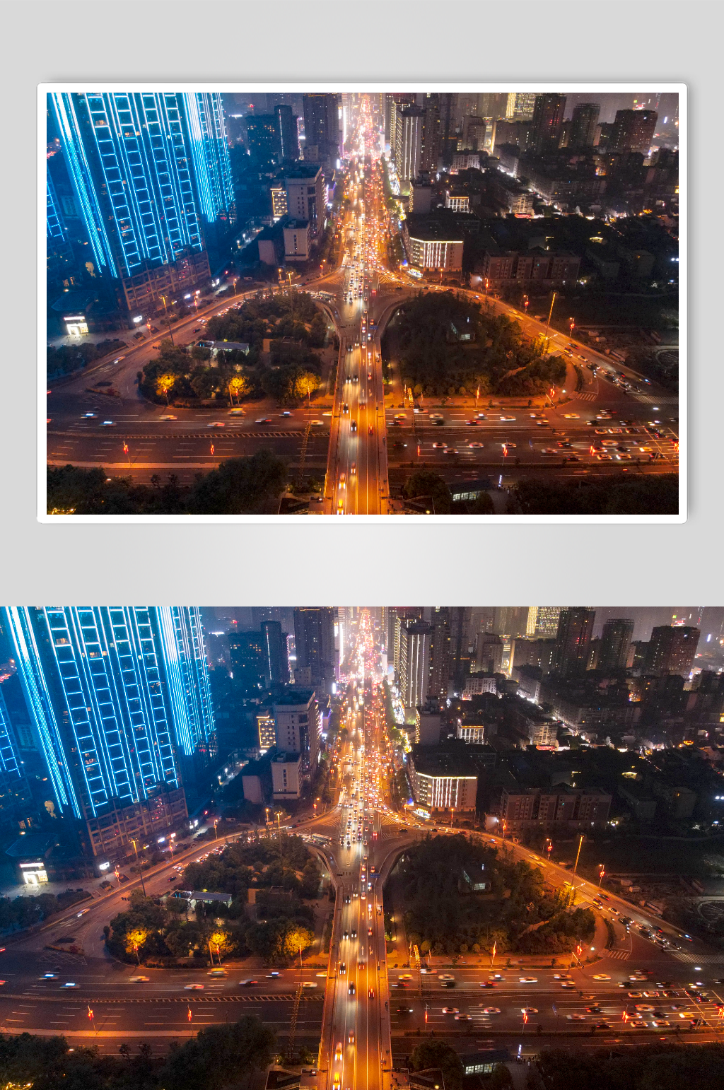 湖南长沙城市夜景交通航拍摄影图素材