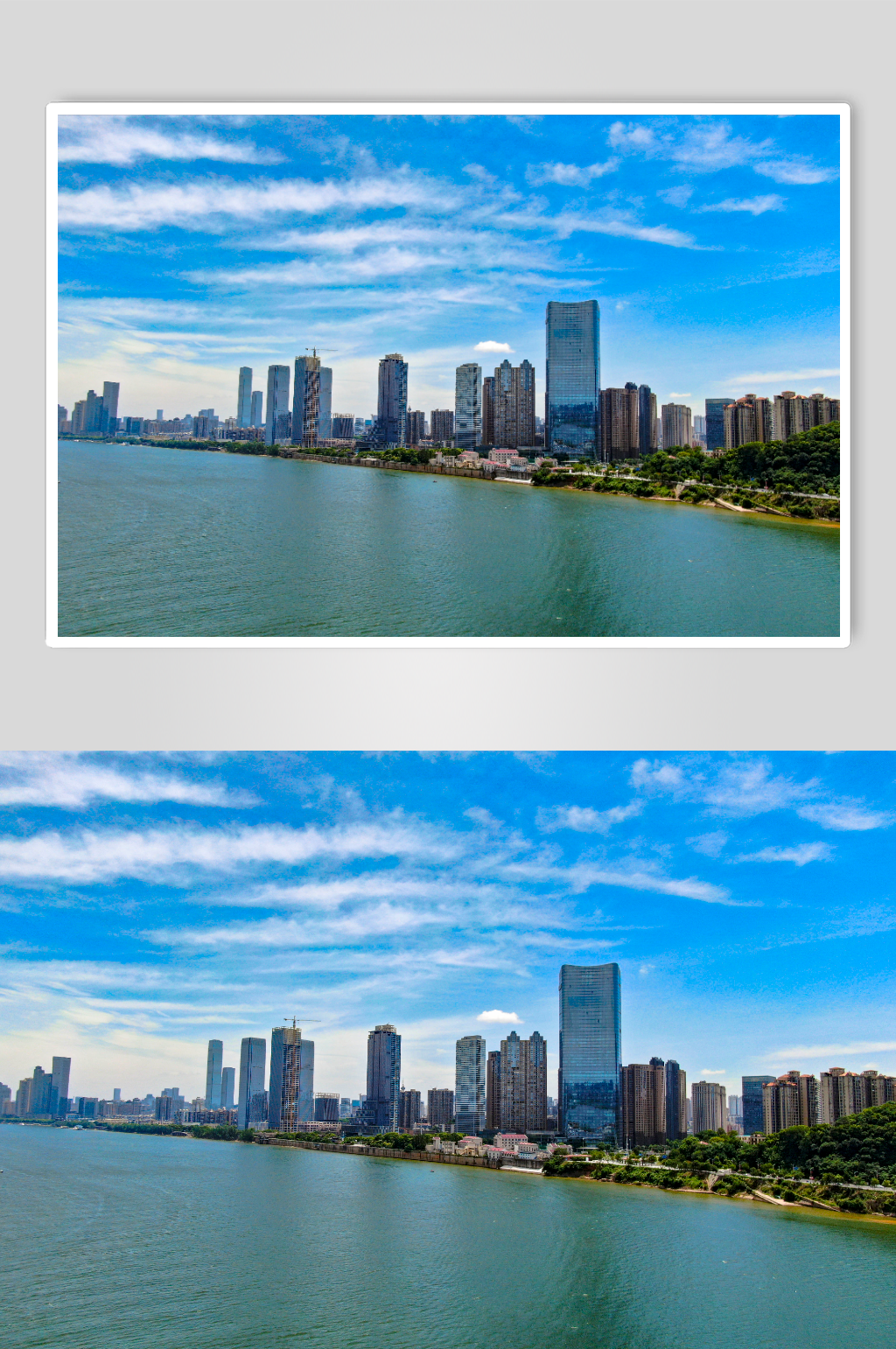湖南长沙湘江CBD天际线航拍素材
