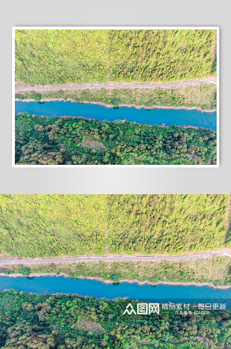 自然风光大山山谷河流风景航拍摄影图素材