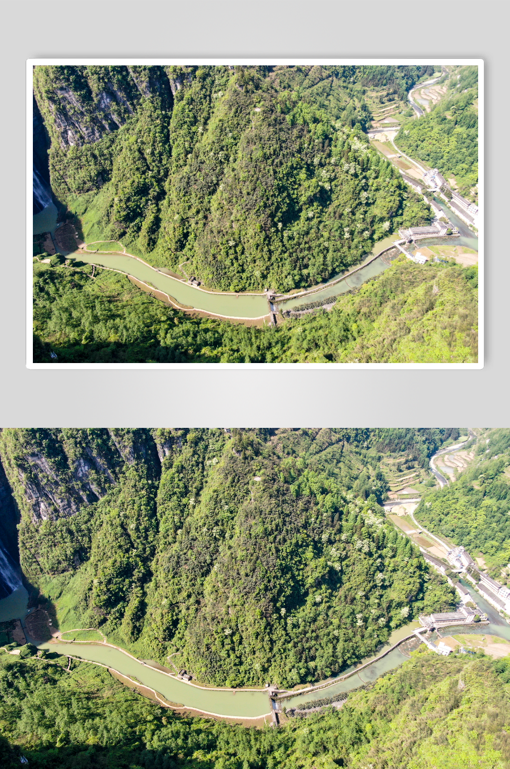 自然风光大山山谷河流风景航拍摄影图素材