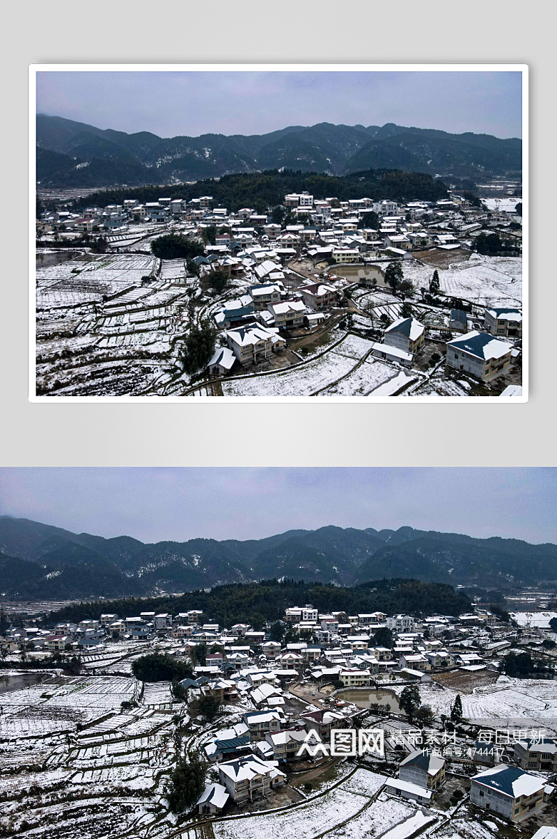 乡村田园冬天雪景摄影图素材