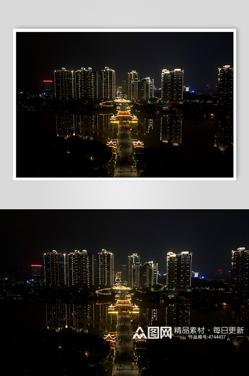 福建漳州城市夜景灯光航拍摄影图素材