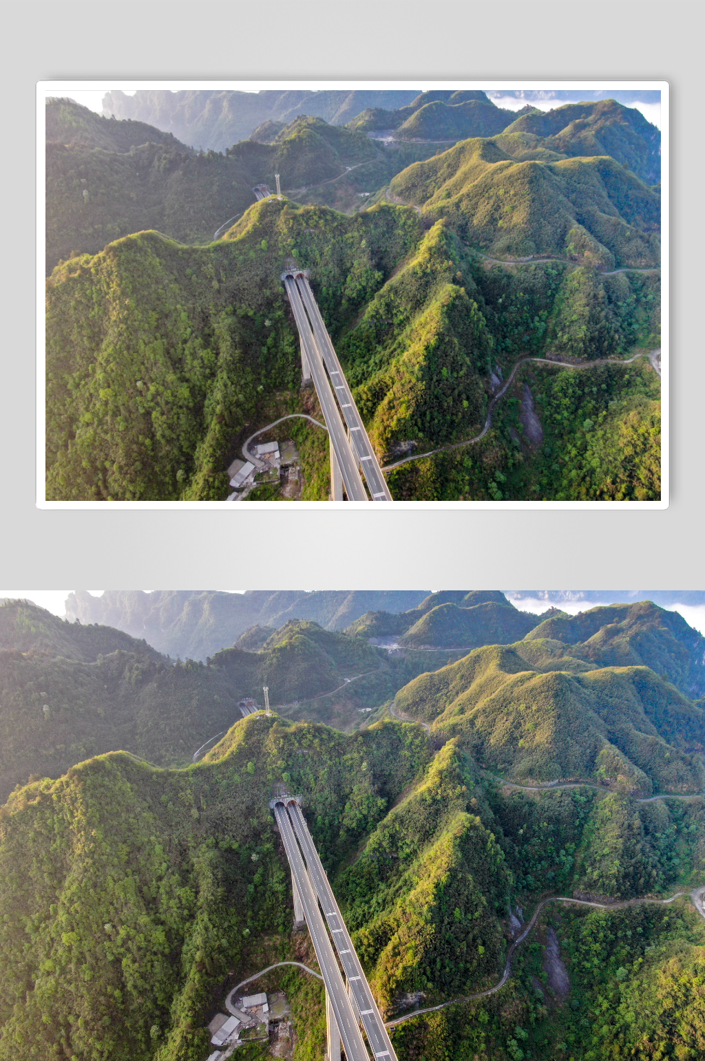 航拍大山高速公路摄影图素材
