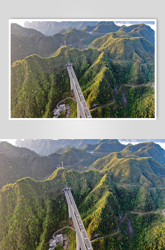 航拍大山高速公路摄影图