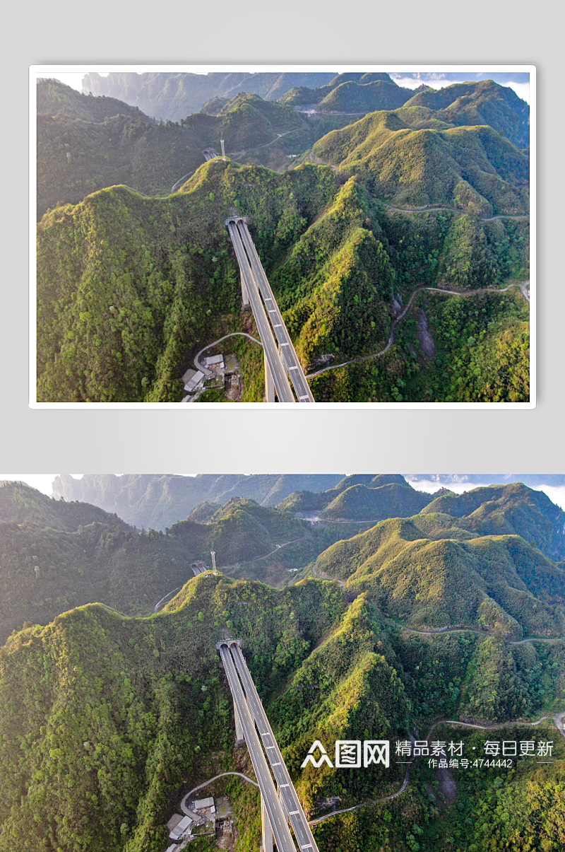 航拍大山高速公路摄影图素材