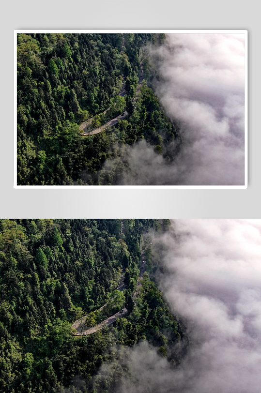 高山森林云海自然风光航拍摄影图