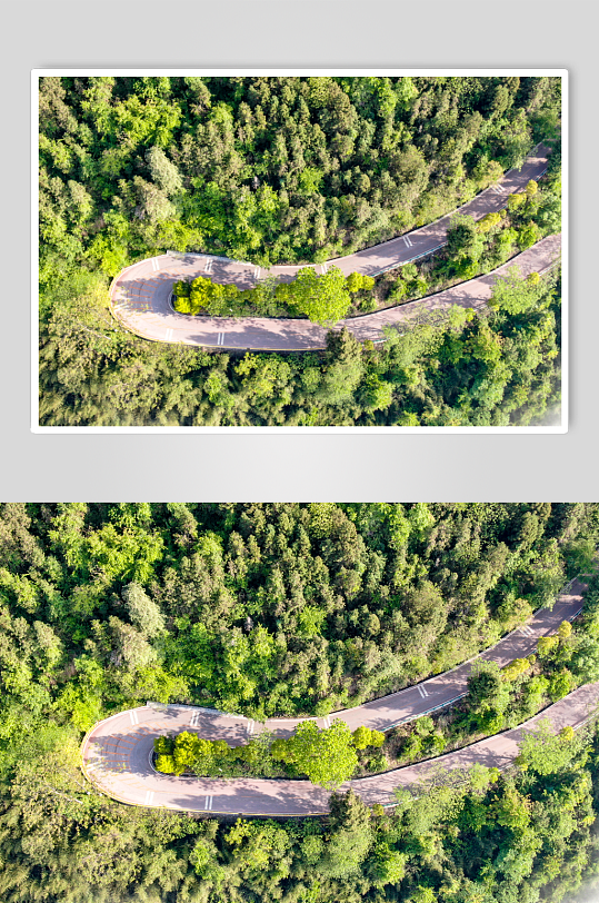 俯拍蜿蜒盘山公路航拍摄影图