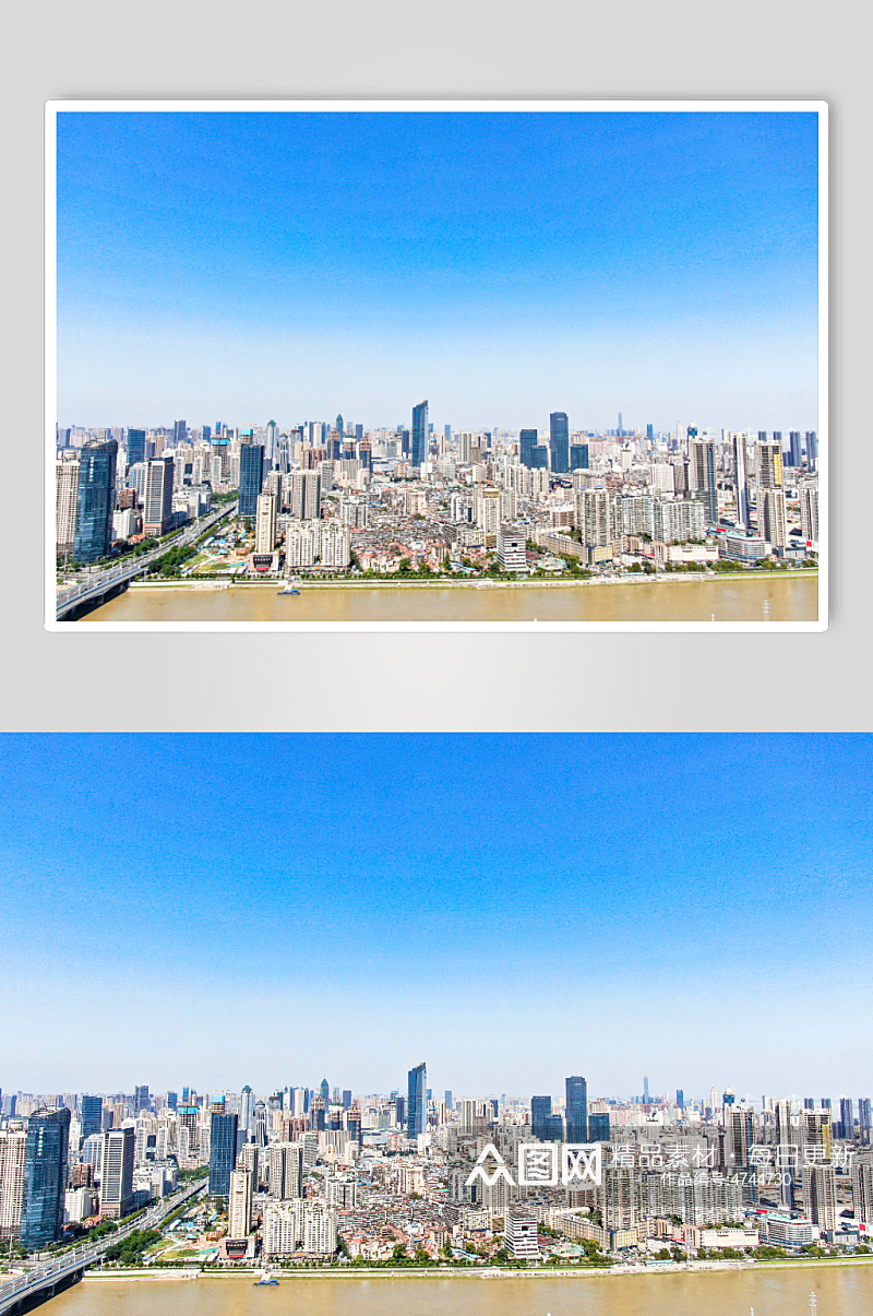 湖北武汉城市天际线航拍摄影图素材