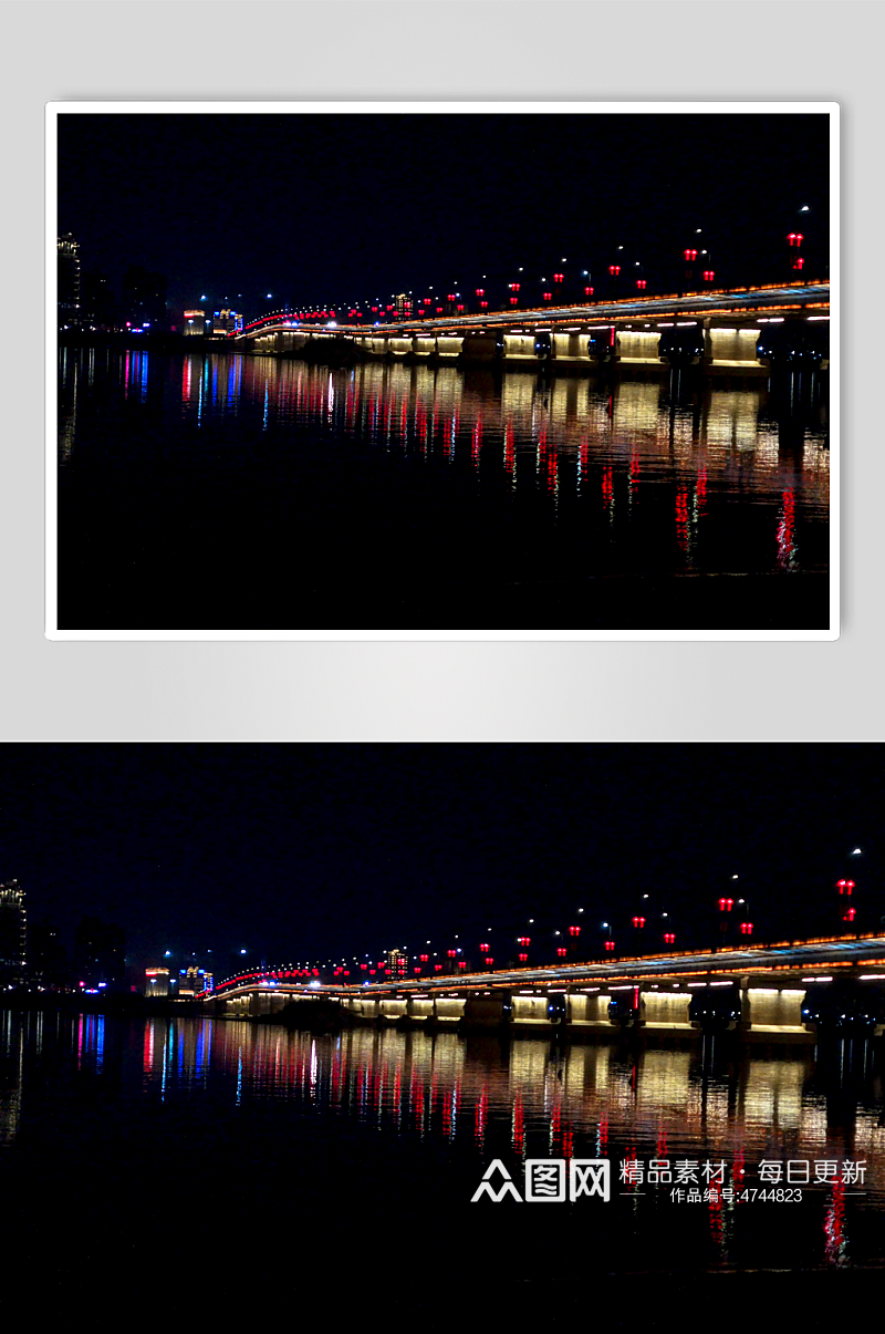 湖北武汉长江大桥夜景灯摄影图素材