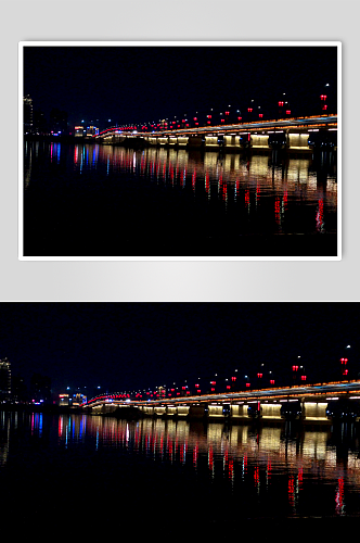 湖北武汉长江大桥夜景灯摄影图