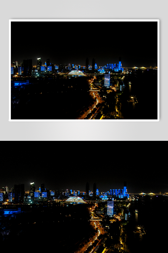 湖北武汉城市夜景灯光航拍