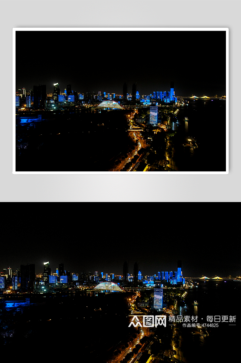 湖北武汉城市夜景灯光航拍素材