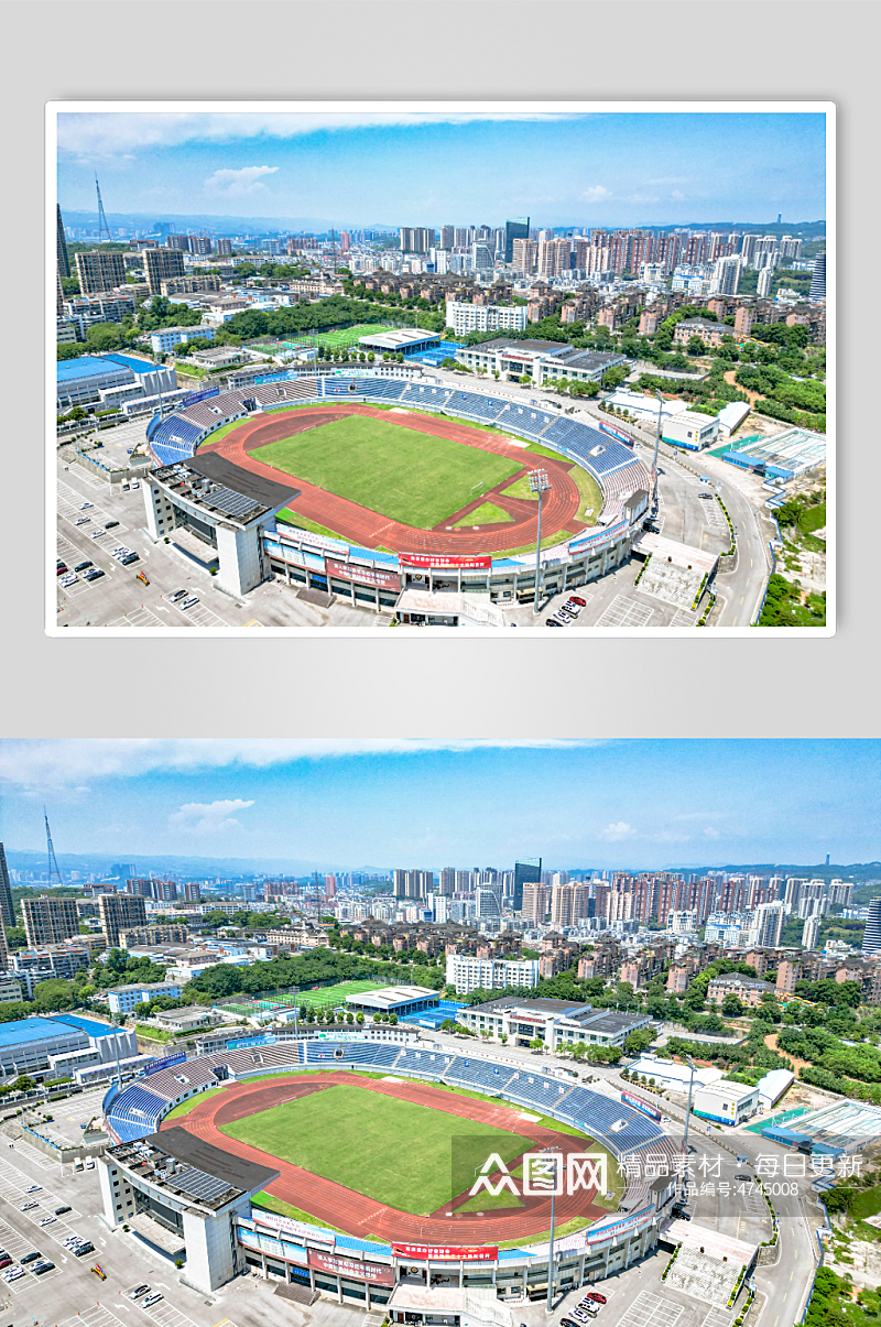 湖北宜昌城市体育馆航拍摄影图素材