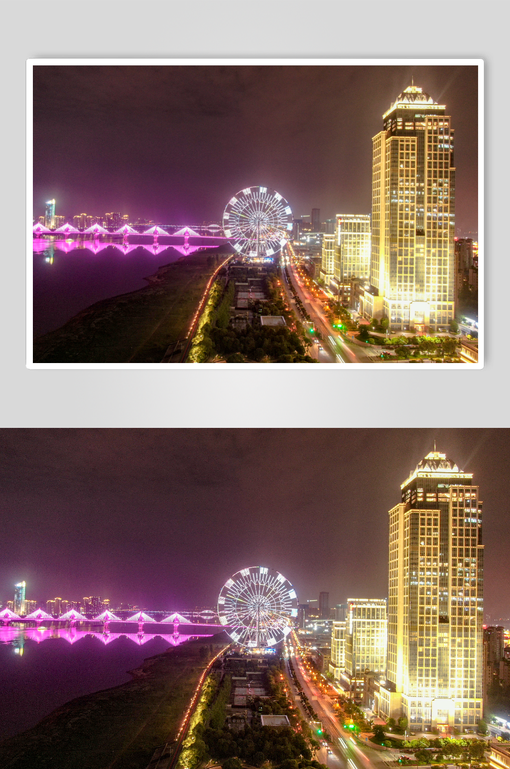 江西南昌城市夜景灯光航拍摄影图素材