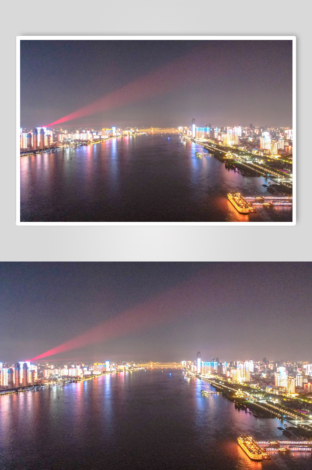 湖北武汉城市夜景灯光航拍摄影图素材