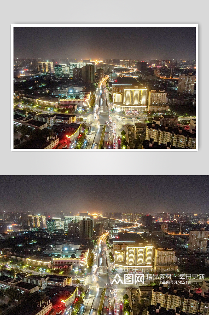 城市夜景交通灯光航拍摄影图素材