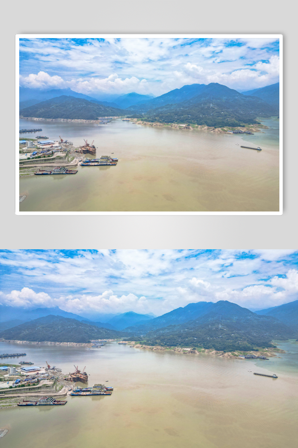 湖北长江三峡风光蓝天白云航拍摄影图素材