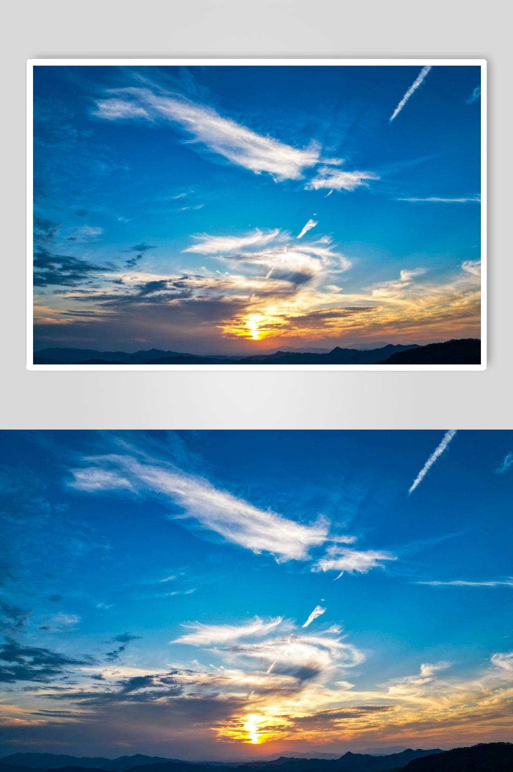 蓝天夕阳晚霞落日摄影图素材