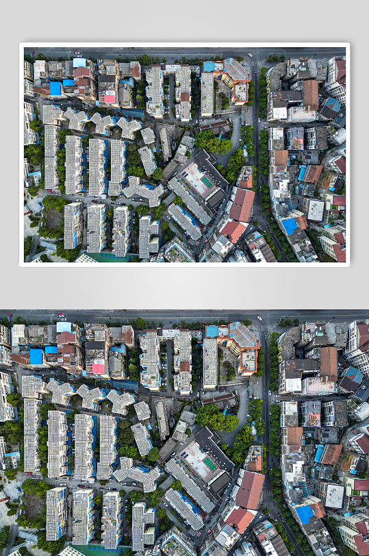 俯拍城市住宅小区航拍摄影图