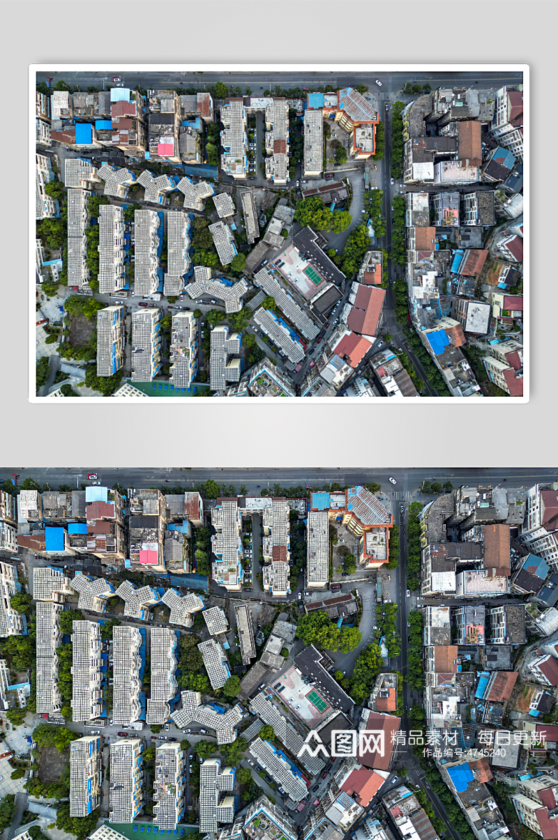 俯拍城市住宅小区航拍摄影图素材