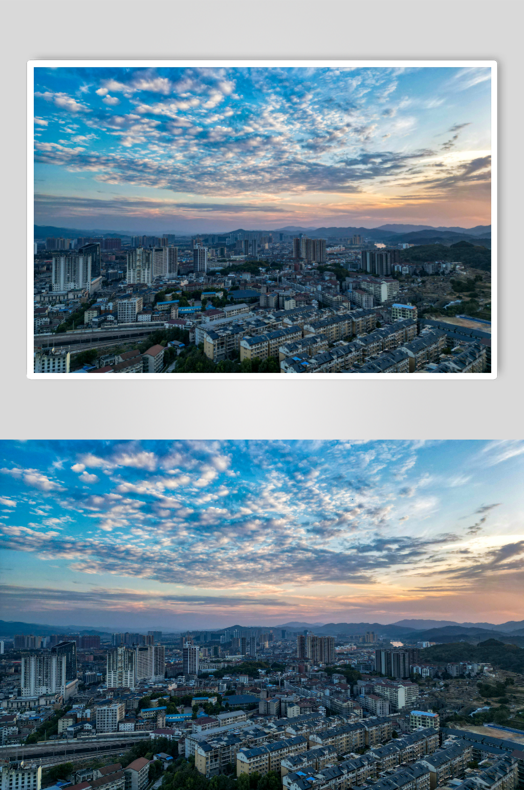 湖南湘西城市全景蓝天白云航拍摄影图素材