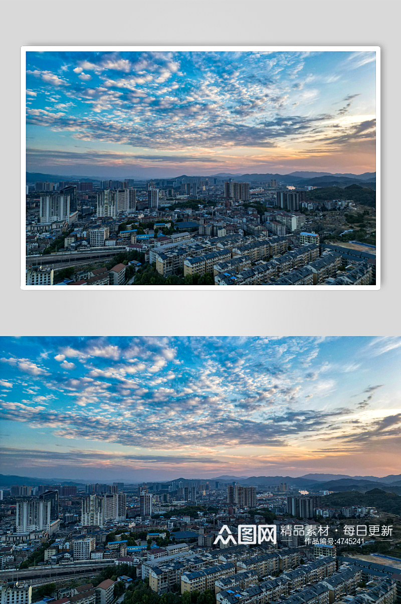 湖南湘西城市全景蓝天白云航拍摄影图素材