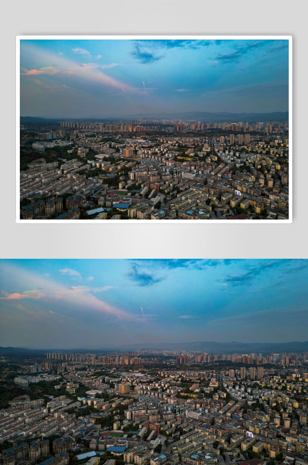 湖南湘西城市夜幕降临城市风景航拍摄影图素材