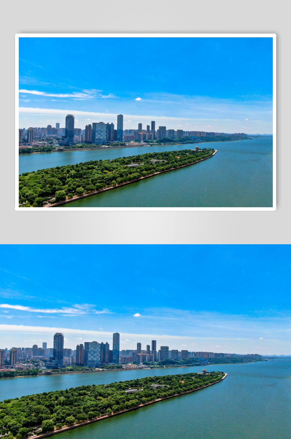 湖南长沙湘江橘子洲风光航拍摄影图素材