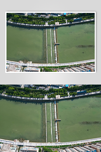 航拍湖北襄阳城市沿河风光摄影图