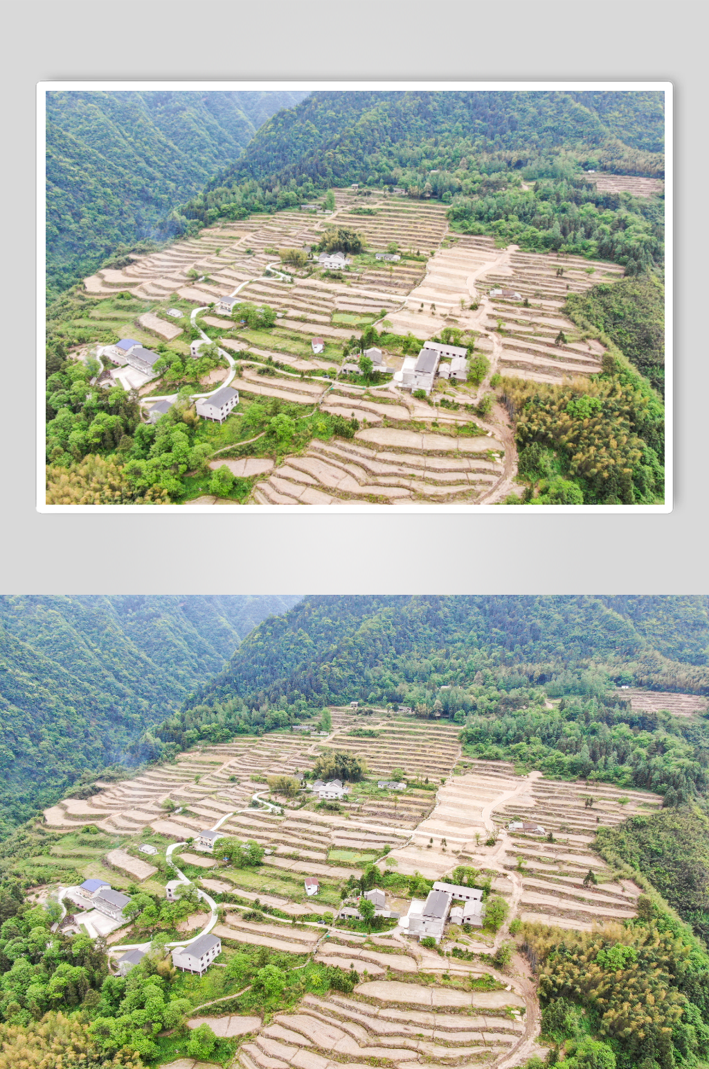 航拍高山农业种植梯田风光摄影图素材