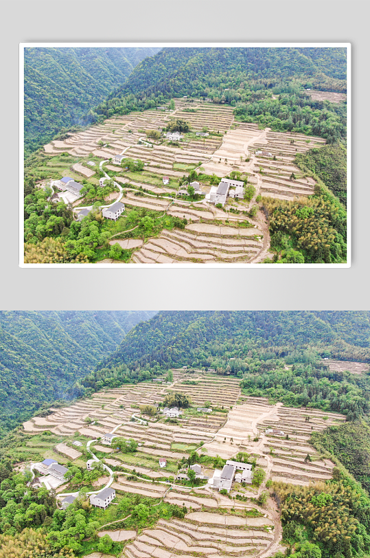 航拍高山农业种植梯田风光摄影图