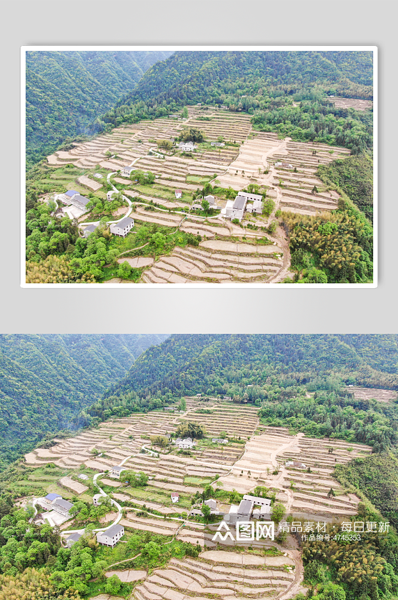 航拍高山农业种植梯田风光摄影图素材