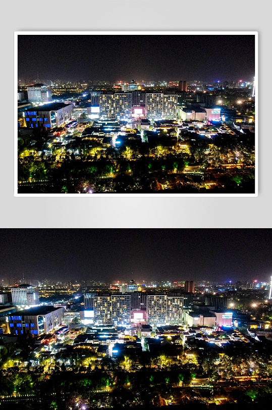 山东济南商业街城市夜景灯光航拍摄影图