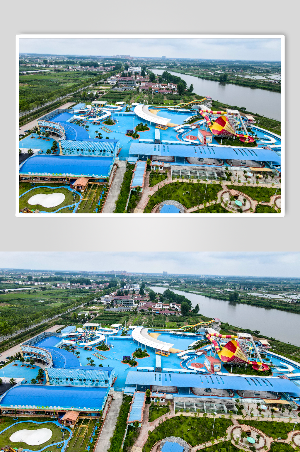 水上世界水上乐园游乐场航拍摄影图素材