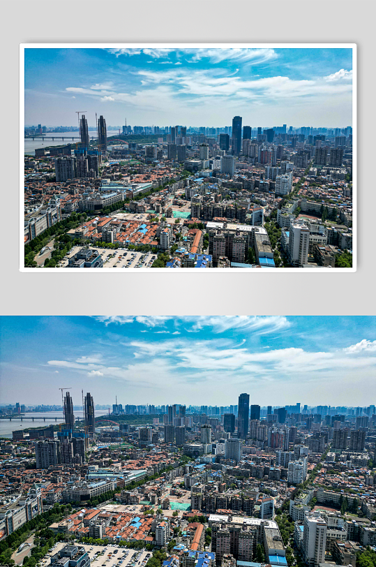 湖北武汉城市建设全景航拍摄图