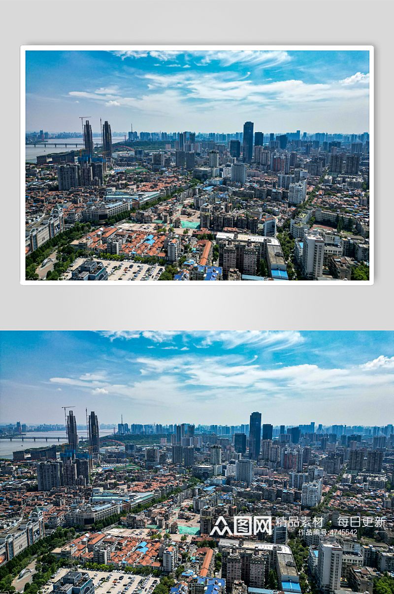 湖北武汉城市建设全景航拍摄图素材