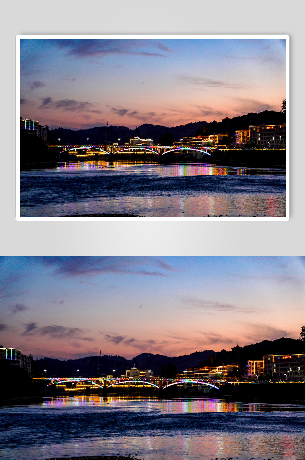城市夜幕降临晚霞夕阳夜景灯光摄影图素材