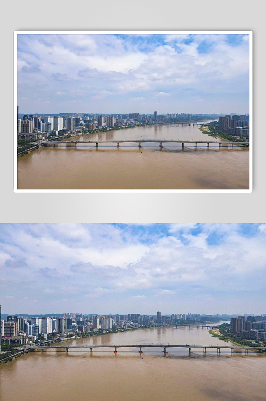 湖南株洲湘江大桥交通航拍摄影图