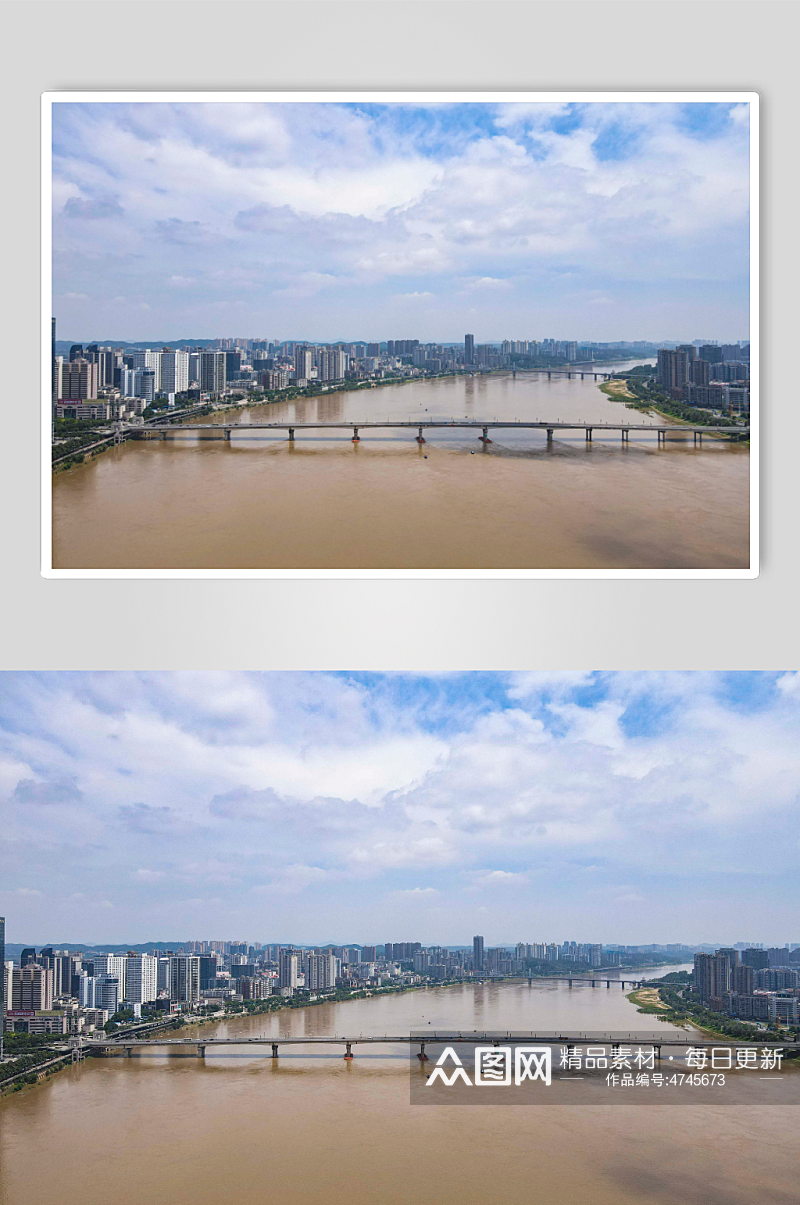 湖南株洲湘江大桥交通航拍摄影图素材