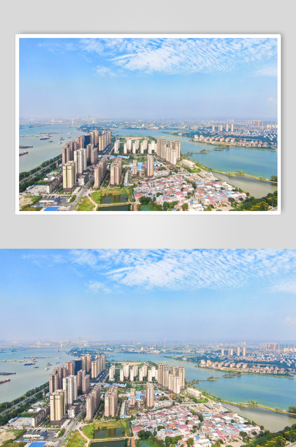 湖南岳阳城市全景航拍摄影图素材
