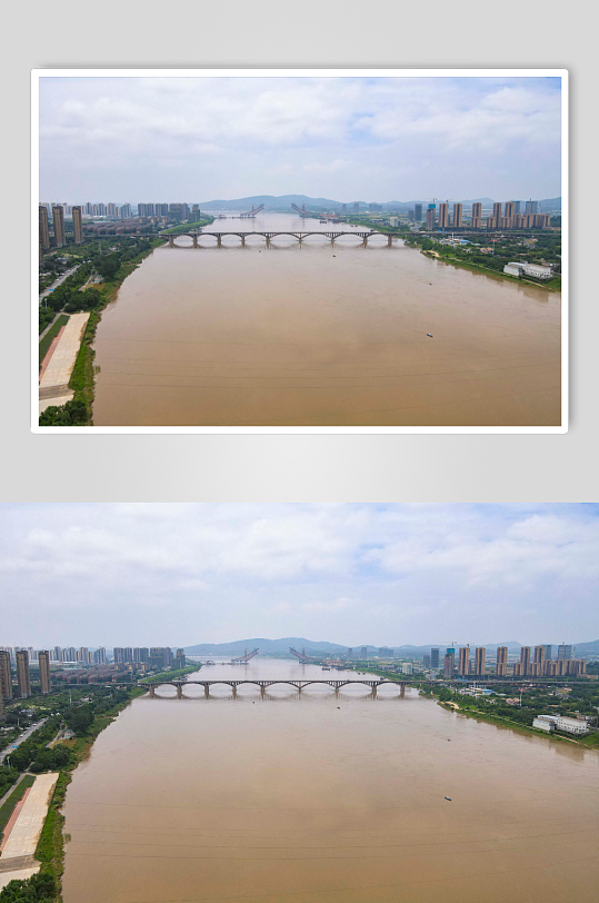 湖南湘江洪水航拍摄影图